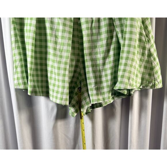 Zara Linen Blend Pleated Gingham Shorts, Green & White, Sz: XL, 82-01 - Picture 10 of 14